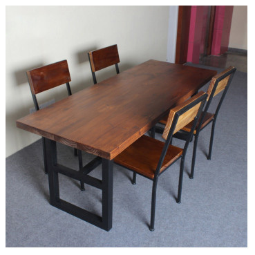 铁艺实木餐桌椅 铁艺实木电脑桌办公桌