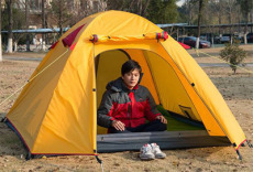 温州户外用品帐篷睡袋摄影 模特拍照