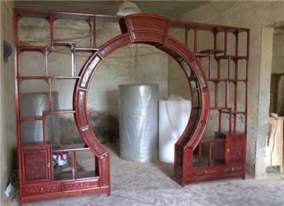 明清仿古中式实木家具双圈月洞门 博古架