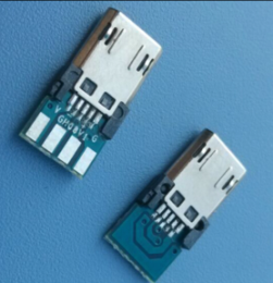 MICRO 5P双面插公头+带PCB板+镀金USB正反插